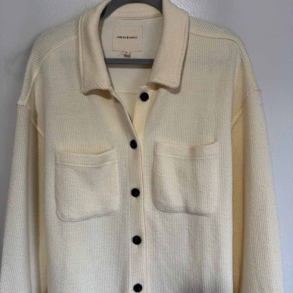 Thread & Supply Ribbed Soft Luxe Button Up Shirt … - image 3